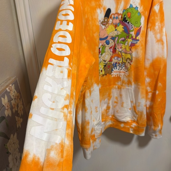 Nickelodeon Rug Rats Tie Dye Orange White Long Sleeve Hoodie Extra Large Men’s - Picture 5 of 8